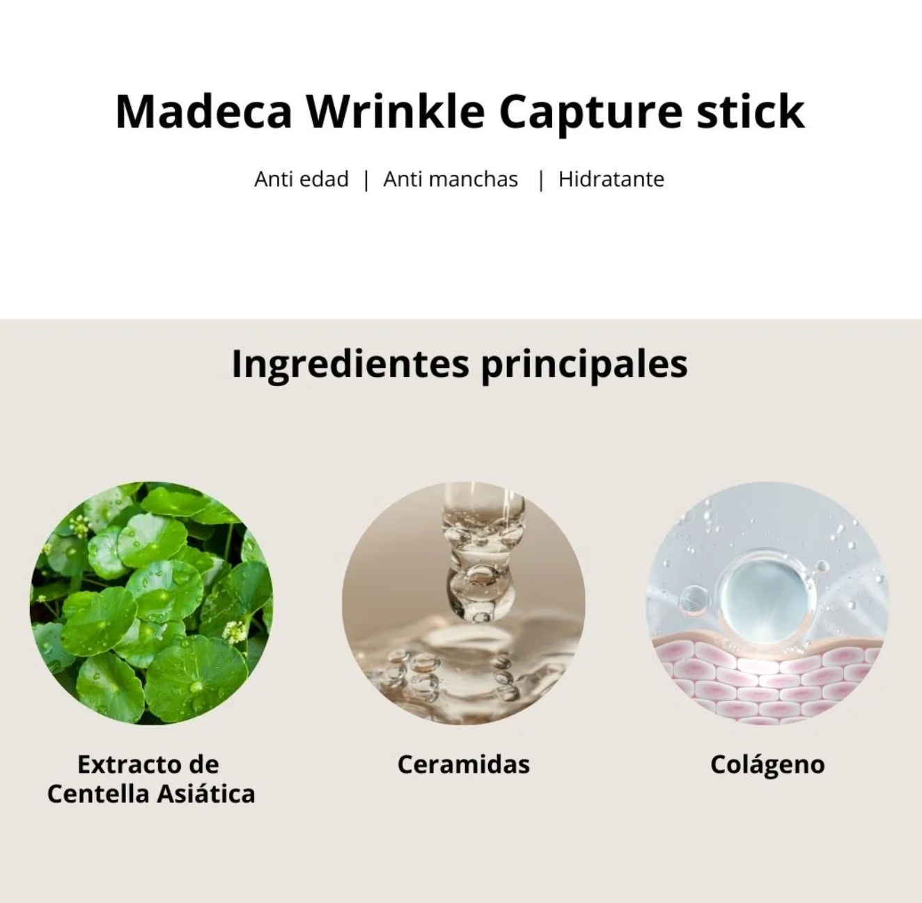 Barra antiedad "Madeca Wrinkle Capture Stick 10g" - Centellian 24+